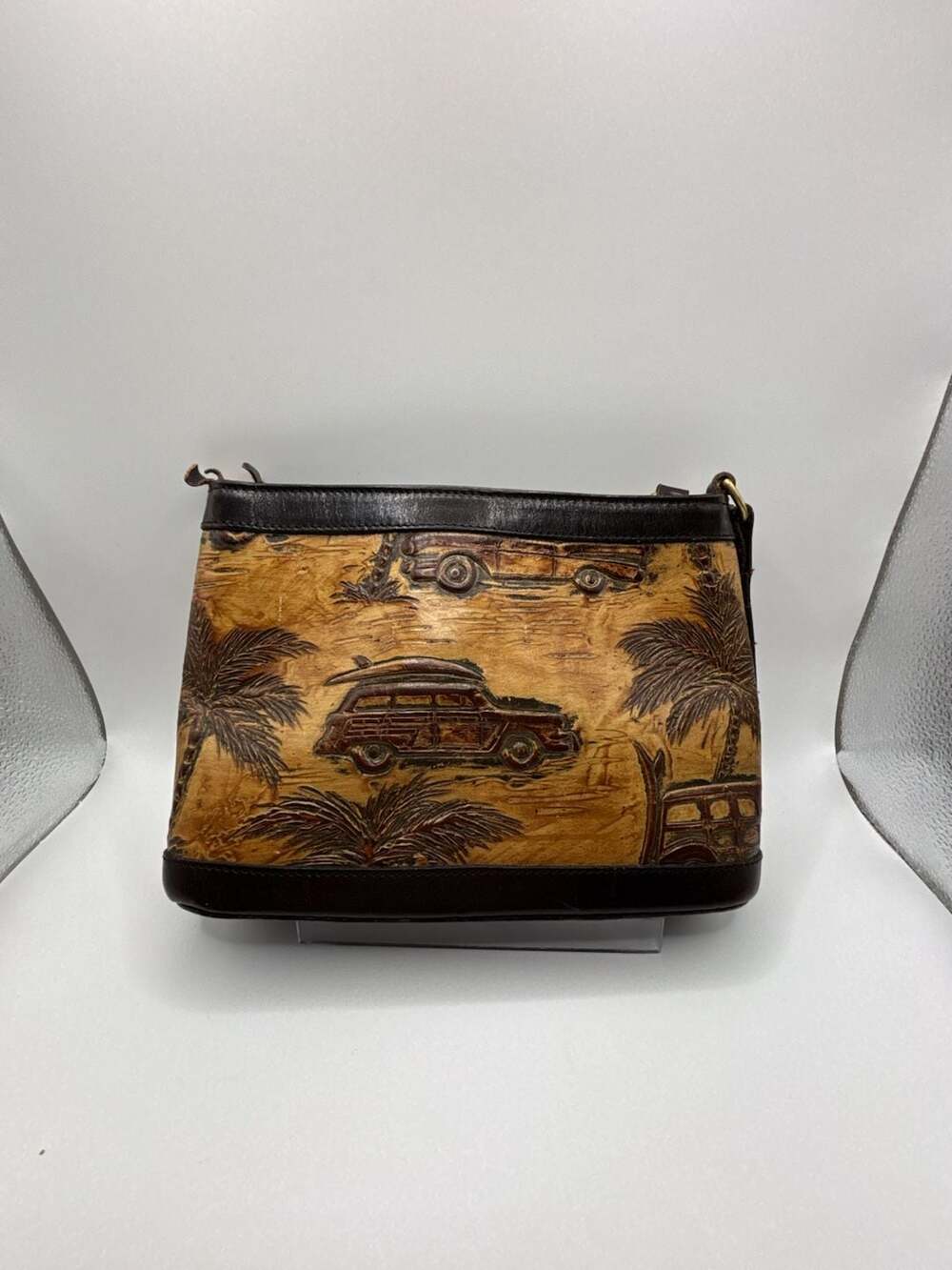 Brahmin Vintage Tooled Leather Surf Woody Wagon Handbag